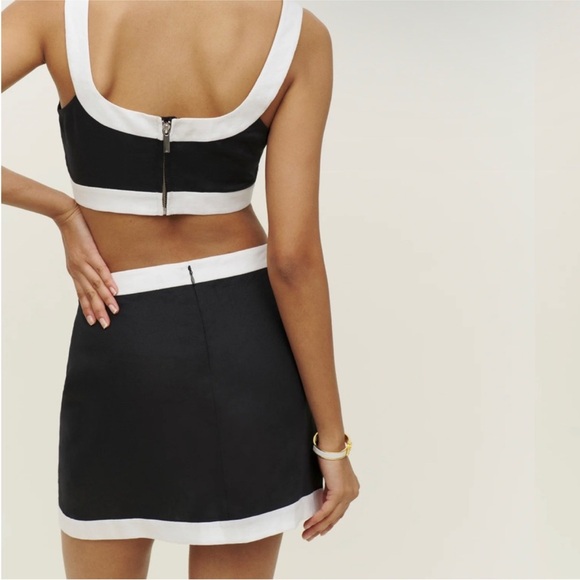 Reformation Robbie two piece set black and white crop and skirt set - Picture 6 of 9